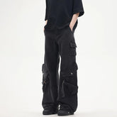 Threebooy Y2K Streetwear Black Multi Pockets Baggy Jeans Cargo Pants For Men Designer Clothes Straight Trousers Pantalon Homme